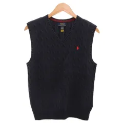 ポロ ラルフローレン POLO RALPH LAUREN ベスト ニット ケーブル編み Vネック L 紺 ネイビー /JS ■GY18