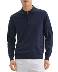 セオリー メンズ アウター パーカー・スウェット ハーフジップ ポロシャツ Theory Polo Quarter Zip in Fine Bilen Balticのサムネイル
