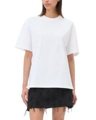 ガニー レディース トップス Tシャツ ドロップショルダー GANNI Drop Shoulderhinestone Tee Bright White ホワイト