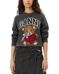 ガニー レディース アウター ニット・セーター グラフィック GANNI Graphic Bear Pullover Sweater Gray Quill グレーのサムネイル
