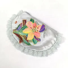 Dior ディオール 花柄ポーチ アート レース 小物入れ ミニ 化粧ポーチ ブルー系 レディース ブランド