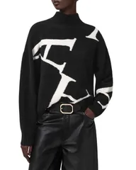 オールセインツ レディース アウター ニット・セーター ALLSAINTS A Star Sweater BlackWhite ホワイトのサムネイル