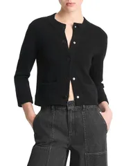 ヴィンス レディース アウター カーディガン ウール Vince Wool Cashmere Shrunken Snap Front Cardigan Black ブラックのサムネイル