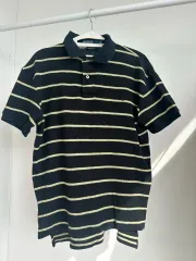 M) ポロ ラルフローレン ニット ストライプ カラ 半袖 Tシャツ