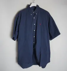 90S Ralph Lauren ラルフローレン BLAKE オーバーサイズ ボタンダウン 半袖 シャツ ビンテージ 紺 XL 1202Q★4