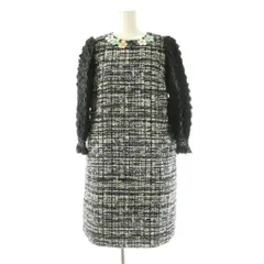 チェスティ Chesty フラワー装飾ツイードワンピース 0 紺 ネイビー マルチカラー /AQ ■OS