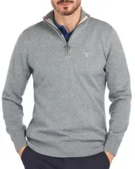 バブアー メンズ アウター パーカー・スウェット ハーフジップ コットン ニット Barbour Cotton Half Zip Knitted Jumper Gray Marl グレーのサムネイル
