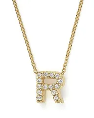 ロバートコイン レディース アクセサリー ネックレス・チョーカー・ペンダントトップ レース Roberto Coin 18K Yellow Gold and Diamond Initial Love