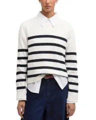 バブアー レディース アウター ニット・セーター Barbour Fern Striped Sweater Cloudnavy ネイビーのサムネイル