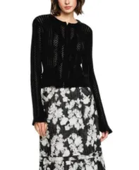 アナスイ レディース アウター カーディガン Anna Sui Victorian Pointelle Cardigan Black ブラックのサムネイル