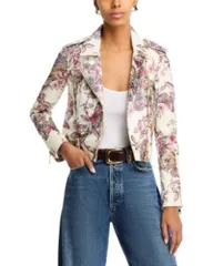 ラジャンス レディース アウター ジャケット・ブルゾン レザー LAGENCE Blakely Leather Biker Jacket White Butterfly Jungle ホワイト