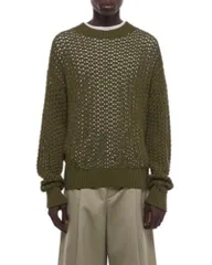 ヘルムート ラング メンズ アウター ニット・セーター クルーネック Helmut Lang Open Stitch Crewneck Sweater Olive オリーブのサムネイル