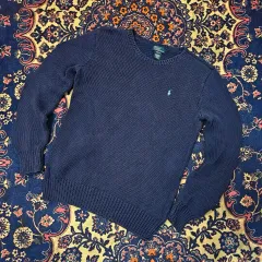 POLO RALPH LAUREN (ポロラルフローレン) ヴィンテージ コットン Indigo Blue スモールロゴ ニット