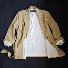 ザラ リネン ベルト付き ジャケット