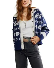フリーピープル レディース アウター カーディガン Free People Shelby Collared Cardiganavy ネイビーのサムネイル