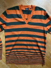 ポール・スミス オレンジ ストライプ メリノウール ニット M (100)