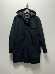 PUMA ブラック フード ロング コート マウンテンパーカー L