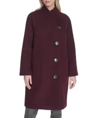 コールハーン レディース アウター コート アシンメトリー ウール Cole Haan Asymmetriclosure Chevron Texture Wool Blend Coat Burgundのサムネイル