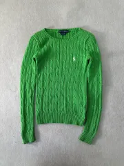 W 90 ポロラルフローレン ケーブル編み グリーン ニット