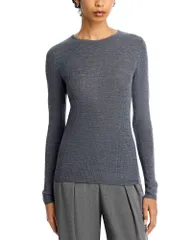 マジェスティック レディース アウター ニット・セーター リブニット Majestic Filatures Rib Knit Long Sleeve Striped Sweater Gris Chinのサムネイル