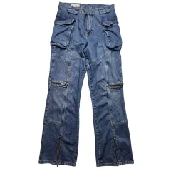 32 ザラ カーゴ フレアフィット デニムパンツ