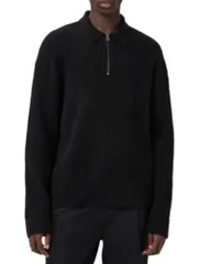 オールセインツ メンズ アウター ニット・セーター ポロシャツ ALLSAINTS Jakob Polo Sweater Black ブラックのサムネイル