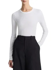 ヴィンス レディース トップス Tシャツ クルーネック Vince Essential Long Sleeve Crewneck Tee Optic White ホワイトのサムネイル
