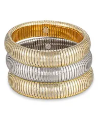 エティカ レディース アクセサリー ブレスレット・バングル・アンクレット Ettika Flex Snake Chain Stretch Bracelet Set of 3 Two Toneのサムネイル
