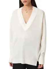 オールセインツ レディース アウター ニット・セーター Vネック ALLSAINTS Bern Paneled V Neck Sweater Chalk White ホワイトのサムネイル