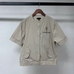 BENETTON 23s レディース 半袖 ウーブン クロップド ジャケット L (100) サマージャケット J34