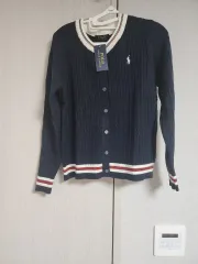 ポロラルフローレン ケーブルニット カーディガン ネイビー & グレー (新品)