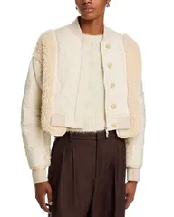 スリーワンフィリップリム レディース アウター ジャケット・ブルゾン クロップド ジャケット 31 Phillip Lim Cropped Sherpa Combo Jacket Parchmentのサムネイル