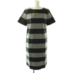 マーガレットハウエル MARGARET HOWELL ボーダー柄ワンピース ロング 半袖 1 グレー ネイビー /HK ■OS