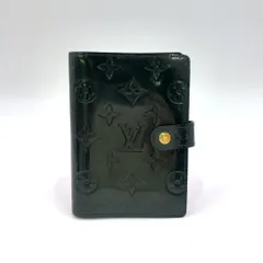 LOUIS VUITTON モノグラムヴェルニ アジェンダPM エナメルレザー ダークグリーン 手帳カバー ゴールド R21061
