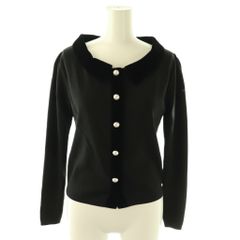 チェスティ Chesty フェイクパールボタン襟付きカーディガン ベロア切替 ニット F ブラック /MY ■OS