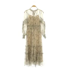 アプワイザーリッシェ Apuweiser-riche ニュアンスフラワープリントワンピース ロング シフォン シアー 0 ベージュ /MY ■OS