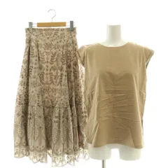 マイストラーダ Mystrada エンブロイダリースカート×カットソー セット ノースリーブ フレア 刺繍 34 ベージュ モカブラウン /CX ■OS