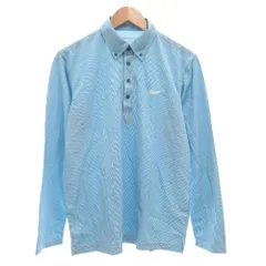 ナイキゴルフ NIKE GOLF ゴルフウェア ポロシャツ 長袖 ボタンダウン ロゴ刺繍 M ライトブルー /JS ■GY12