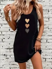 【新品】レディース 海外ストリート✨ ヒョウ柄 バックレス Vネック キャミ S/M 黒