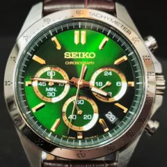 【ほぼ未使用 電池交換済み】SEIKO セイコー 8T63-00D0 スピリット クロノグラフ クオーツ式 腕時計 グリーン （SNA）326032805501BW