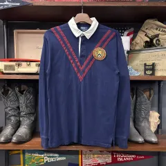 90s ポロ ラルフローレン カレッジ クレスト ワッペン アイビー ラグビーシャツ N1003