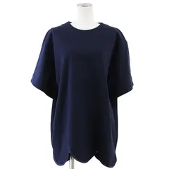 SALE【美品】JIL SANDER ジルサンダー カットソー サイズ M メンズ 2022年製 ロゴ ボタン クルーネック ショートスリーブ 半袖 スカラップボトム コットン100% Tシャツ トップス タグ付属 ネイビー 紺 イタリア製のサムネイル