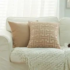 クッションカバー 2枚セット 北欧 おしゃれ モノグラム 45×45 肌ざわり モダン ヨーロッパ インテリア 装飾 車 車装飾 アルファベット ソファ背当て (ミルクティー)