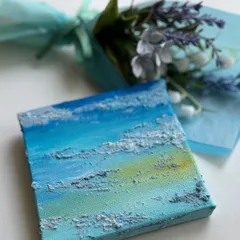 母の日の贈りもの☆セット☆原画『空の色』＆アートブーケ『空色の花束』
