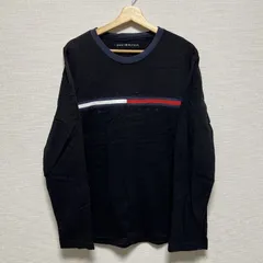 (^w^)b TOMMY HILFIGER トミーヒルフィガー 七分 長袖カットソー ロングスリーブ Tシャツ ロンT クルーネック カジュアル コットン100% 黒 ブラック 紺 ネイビー 白 ホワイト 赤 レッド メンズ サイズ L OM11409HG