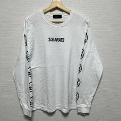 (^w^)b 24karats トゥエンティーフォーカラッツ 七分 長袖カットソー ブロックグラフィック ブロックデザイン ピクセルアート クルーネック ロゴプリント ストリート系 コットン100% 白 ホワイト しろ メンズ サイズ M OM11404HG