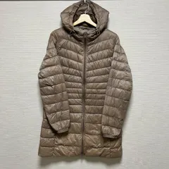 (^w^)b UNIQLO ユニクロ ダウンジャケット 217-069160(14-01) キルティングアウター ロング丈コート ナイロン100% ダウン90% フェザー10% ブラウン ベージュ グレージュ レディース サイズ L OM11424HG