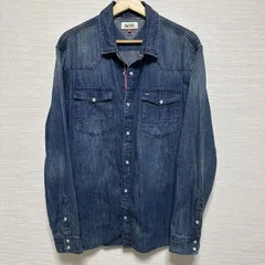 ビックサイズ！XLサイズ (^w^)b HILFIGER DENIM ヒルフィガーデニム デニムシャツ ダンガリーシャツ 長袖シャツ ウエスタンヨーク ウエスタンシャツ 胸ポケット2つ コットン100% デニム ブルー 青 メンズ OM11434HGのサムネイル