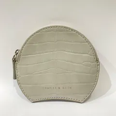 ◉CHARLES＆KEITH◉チャールズアンドキース　財布　コインケース　ファスナー　ラウンド型　セミサークル型　丸　クロコ型押し　グレー