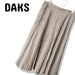 DAKS ダックス レディース 極美品 希少 大きいサイズ 73 LL 13号 日本製 シルク混 絹 毛 プルーフスカート ロング ベージュ チェック柄 裏地 キュプラ 三共生興 高級 婦人服 クラシック トラッド 084TYのサムネイル